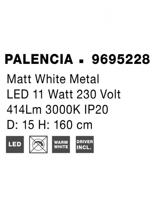9695228 Pendul Nova Luce PALENCIA LED 10W 517lm 3000K Metal Matt White Nedimabil IP20 [10]