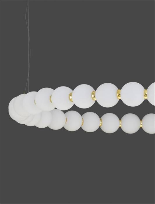 9695231 Lustra Nova Luce PERLA LED 72W 6492lm 3000K Metal & Opal Glass Gold Dimabil Triac IP20 [4]
