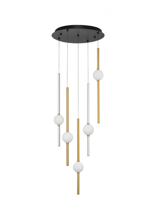 9695258 Lustra Nova Luce ACROBAT LED 61W 5589lm 3000K Aluminium & Opal Glass Black & Gold Dimabil Triac IP20 [1]