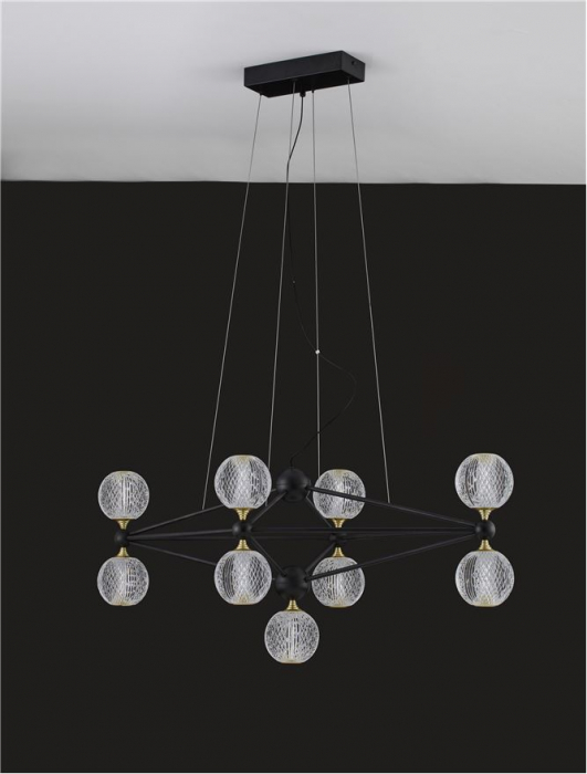9695300 Lustra Nova Luce BELINDA LED 42W 2238lm 3000K  Aluminium & Acrylic Black Dimabil Triac IP20 [4]