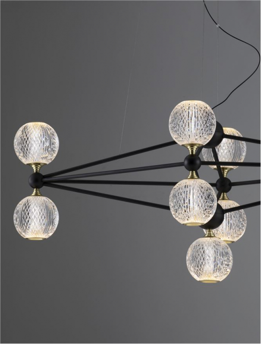 9695300 Lustra Nova Luce BELINDA LED 42W 2238lm 3000K  Aluminium & Acrylic Black Dimabil Triac IP20 [10]