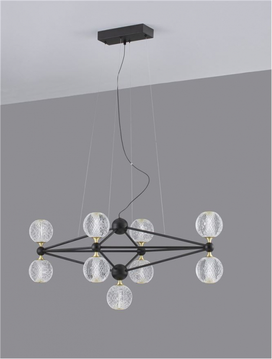 9695300 Lustra Nova Luce BELINDA LED 42W 2238lm 3000K  Aluminium & Acrylic Black Dimabil Triac IP20 [2]
