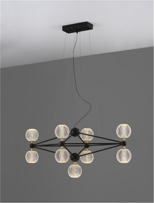 9695300 Lustra Nova Luce BELINDA LED 42W 2238lm 3000K  Aluminium & Acrylic Black Dimabil Triac IP20 [3]