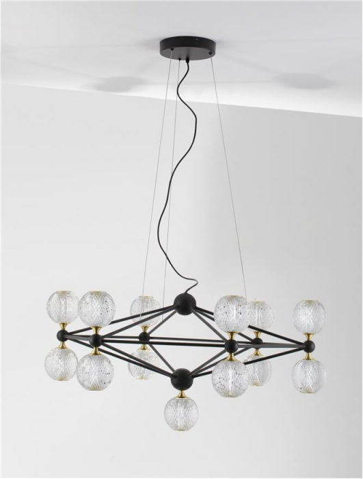 9695400 Lustra Nova Luce BELINDA LED 53W 2984lm 3000K  Aluminium & Acrylic Black Dimabil Triac IP20 [3]