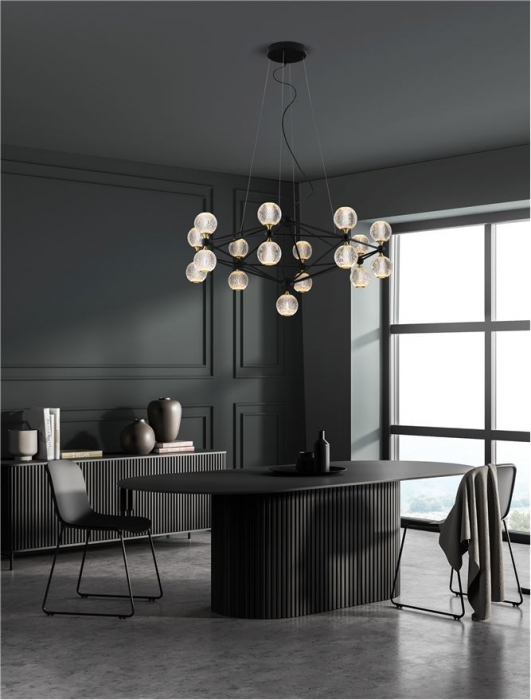 9695500 Lustra Nova Luce BELINDA LED 78W 4492lm 3000K  Aluminium & Acrylic Black Dimabil Triac IP20 [2]