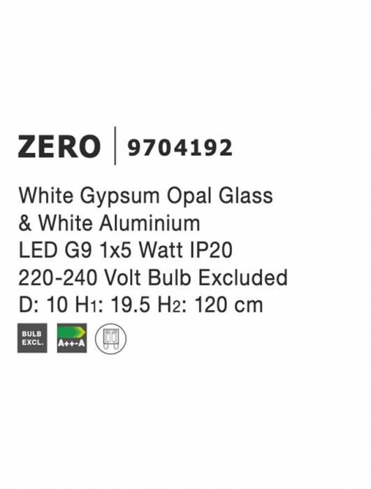 9704192 Pendul Nova Luce ZERO G9 1x5W   Gypsum & Aluminium & Opal Glass White  IP20 [9]
