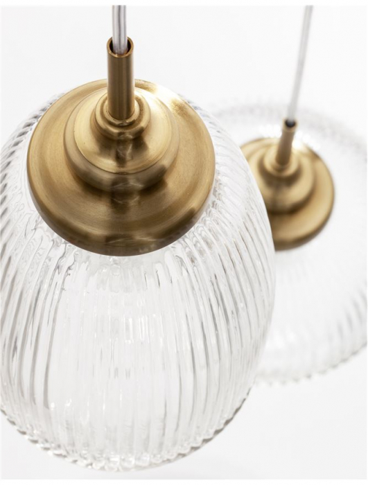 9731214 Suspensie Nova Luce MOND E14 3x5W lm  IP20 Metal & Clear Glass Satin Gold NOVALUCE [5]