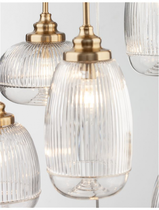 9731215 Suspensie Nova Luce MOND E14 6x5W lm  IP20 Metal & Clear Glass Satin Gold [3]