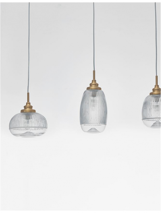 9731216 Suspensie Nova Luce MOND E14 3x5W lm  IP20 Metal & Clear Glass Satin Gold [3]