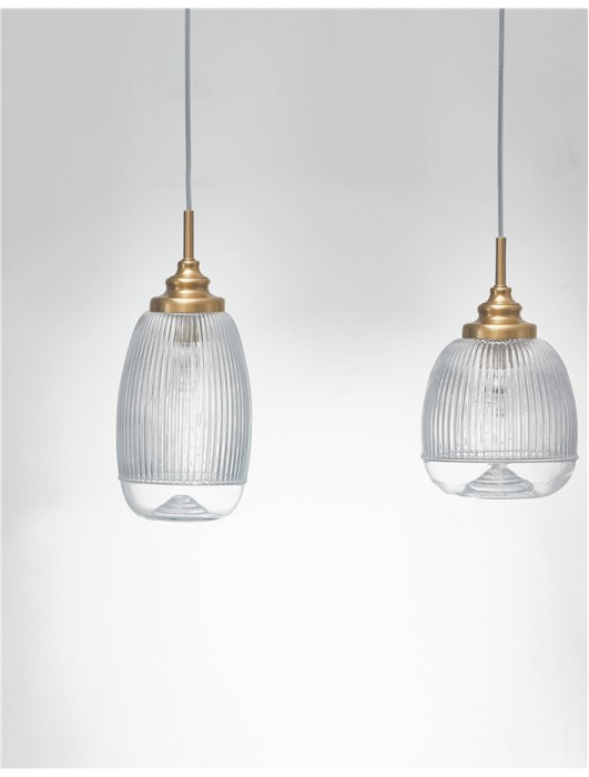 9731216 Suspensie Nova Luce MOND E14 3x5W lm  IP20 Metal & Clear Glass Satin Gold [4]