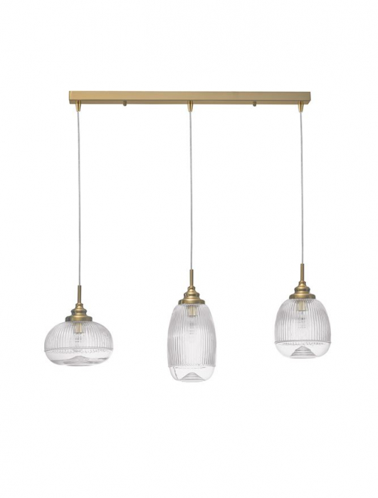 9731216 Suspensie Nova Luce MOND E14 3x5W lm  IP20 Metal & Clear Glass Satin Gold [2]