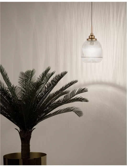 9738210 Suspensie Nova Luce MOND E14 1x5W lm  IP20 Metal & Clear Glass Satin Gold NOVALUCE [2]