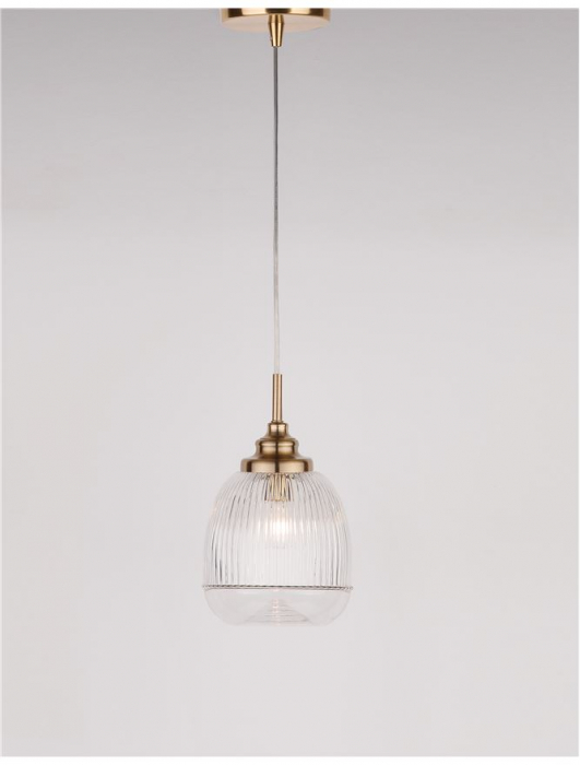 9738210 Suspensie Nova Luce MOND E14 1x5W lm  IP20 Metal & Clear Glass Satin Gold NOVALUCE [3]