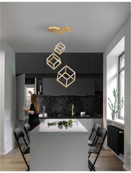 9818232 Suspensie Nova Luce GABBIA LED 110W 8250lm 3000K IP20 Aluminiu/Silicon Gold NOVALUCE [2]