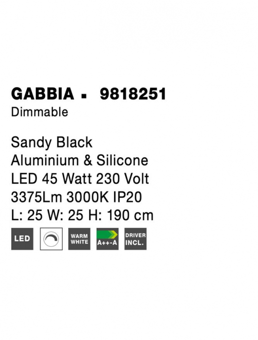 9818251 Pendul Nova Luce GABBIA LED 45W 3375lm 3000K Aluminium & Silicone Sandy Black Dimabil Triac IP20 [7]