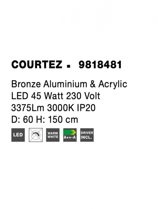 9818481 Suspensie Nova Luce COURTEZ LED 45W 3375lm 3000K IP20 Aluminiu/Acril Bronze [5]