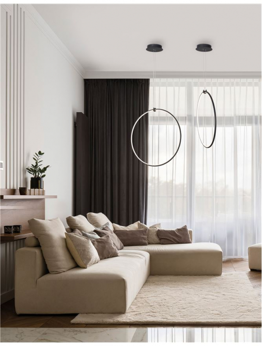 9820591 Suspensie Nova Luce RING LED 28W 1600lm 3000K IP20 Aluminiu/Acril Sandy Black [6]