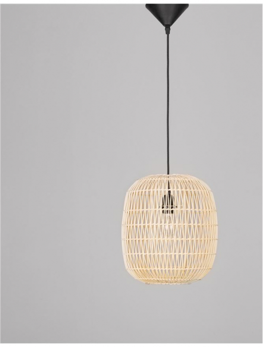 Pendul Nova Luce MELODY E27 1x12W   Natural Rattan Black Fabric Wire & Base  IP20 [2]