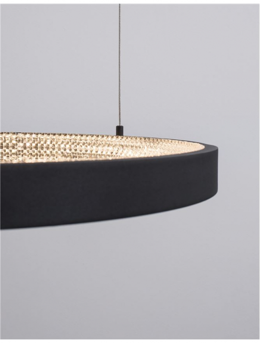 9865160 Suspensie Nova Luce PRESTON LED 37W 2264lm 3000K IP20 Aluminiu/Acril Sandy Black [2]