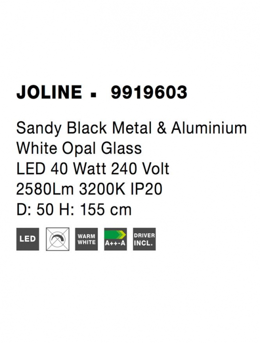 9919603 Suspensie Nova Luce JOLINE LED 40W 2580lm 3200K IP20 Aluminiu & Sticla Sandy Black Opal NOVALUCE [7]