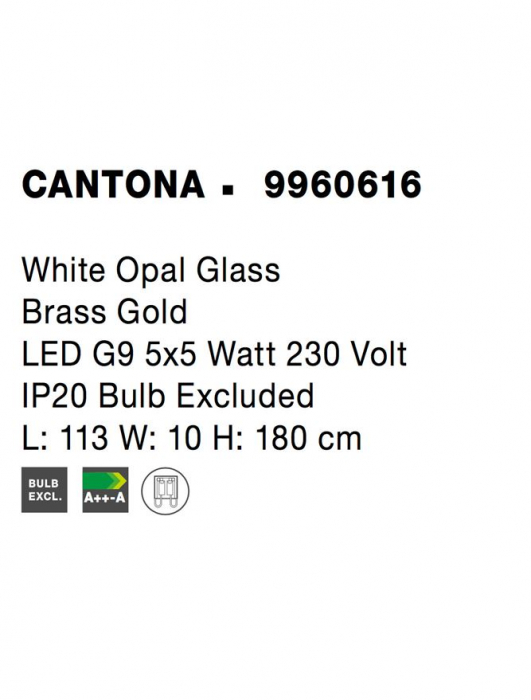 9960616 Suspensie Nova Luce CANTONA G9 5x5W IP20 Glass White Opal Gold NOVALUCE [6]