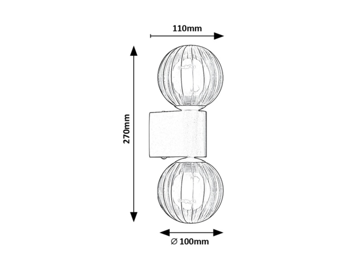 Aplica baie Rabalux Colzar G9 2x MAX 3,5W  metal sticlă negru mat IP44 [6]
