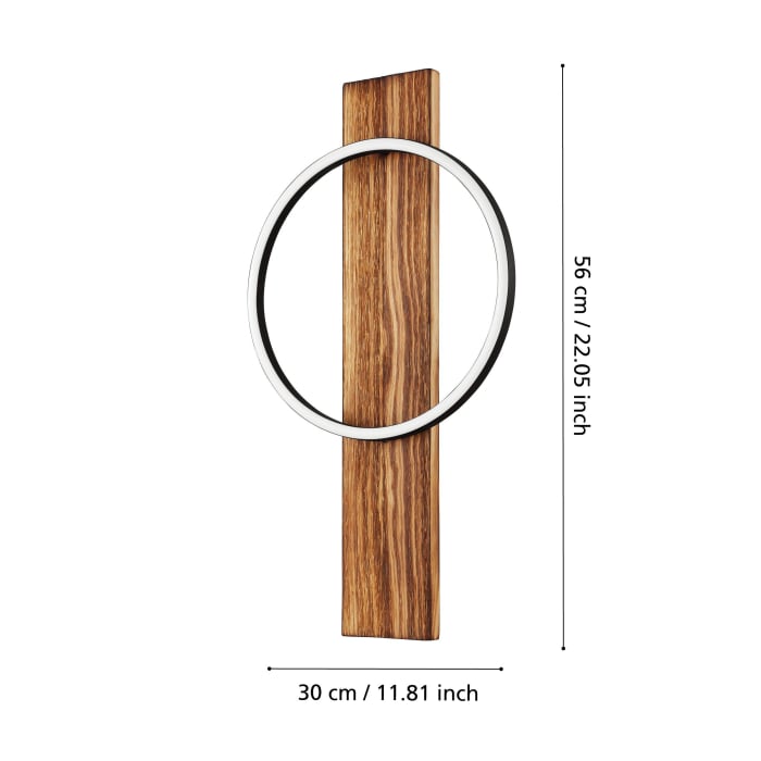 Aplica EGLO Boyal 99353 LED 1X12W 3000K 1700lm 220-240V,50/60Hz L 300mm x H 560mm otel/lemn negru/maro rustic plastic alb IP20 [7]