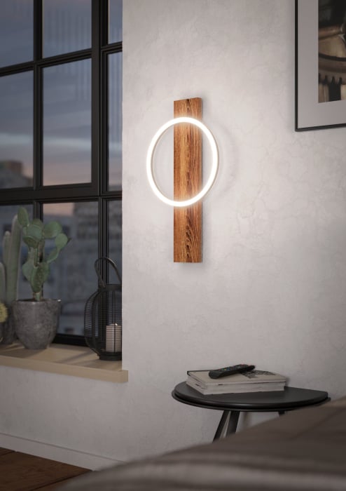 Aplica EGLO Boyal 99353 LED 1X12W 3000K 1700lm 220-240V,50/60Hz L 300mm x H 560mm otel/lemn negru/maro rustic plastic alb IP20 [2]