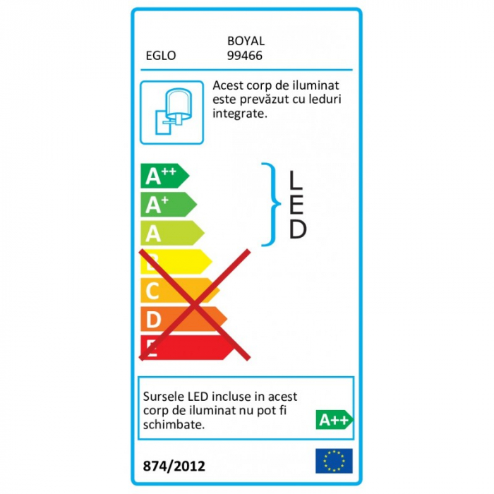 Aplica EGLO BOYAL 99466, LED 1X12W 1700lm 3000K, Lemn, Alb [2]