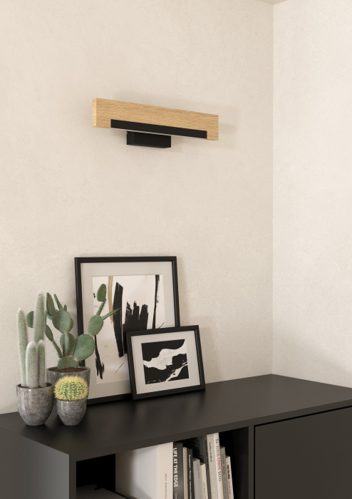 Aplica EGLO Camacho 901738 LED 1X9,6W 3000K 1050lm 220-240V,50/60Hz L 440mm x H 105mm otel/lemn negru/maro plastic alb IP20 [2]