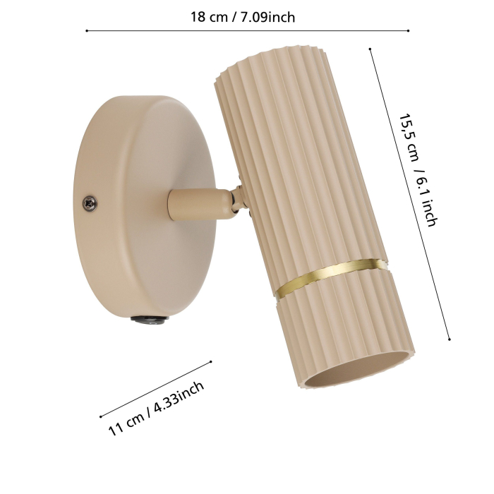 Aplica EGLO Caminia 901153 GU10 1X4,7W 220-240V,50/60Hz L 110mm x H 155mm otel sandy/alama periata  IP20 [5]