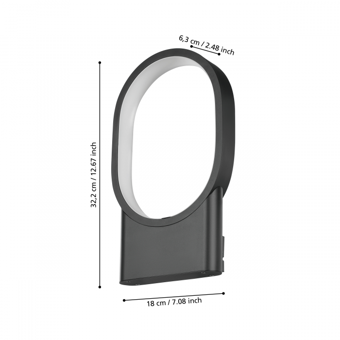Aplica EGLO Codriales LED 10,8W 3000K 1400lm Aluminiu Black IP20 [3]