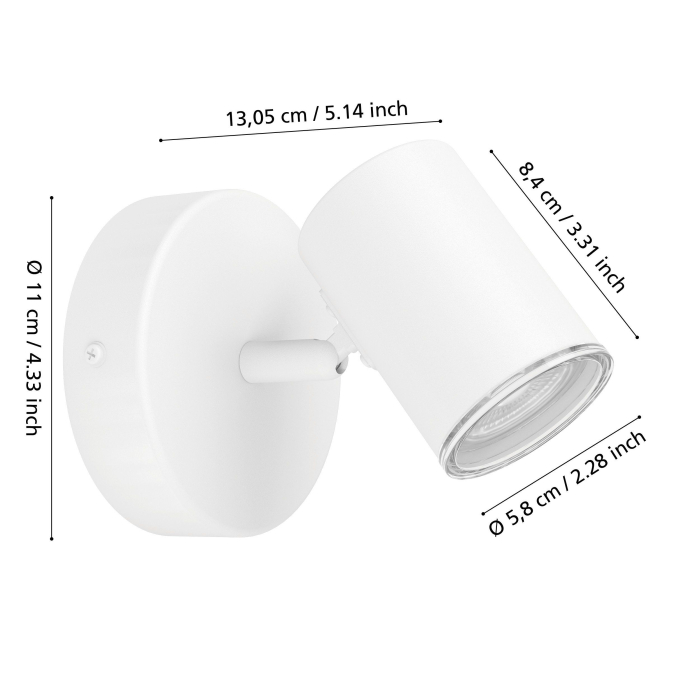 Aplica EGLO Consuma 1 901961 GU10 1X5W 220-240V,50/60Hz L 110mm x H 115mm otel alb  IP44 [5]