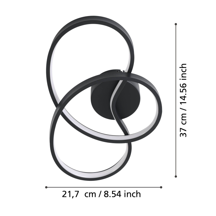 Aplica EGLO Gianella 900949 LED 14,5W 3000K 1400lm 220-240V,50/60Hz L 370mm x H 215mm aluminiu/otel negru plastic alb IP20 [5]