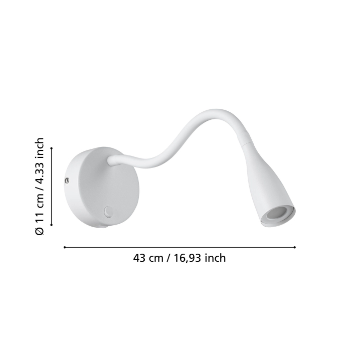 Aplica EGLO Olivandino 1 901782 LED 3,8W 3000K 320lm 220-240V,50/60Hz Ø110mm otel alb plastic alb IP20 [5]