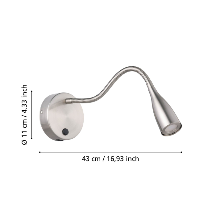 Aplica EGLO Olivandino 1 901783 LED 3,8W 3000K 320lm 220-240V,50/60Hz Ø110mm otel nichel satinat  IP20 [5]