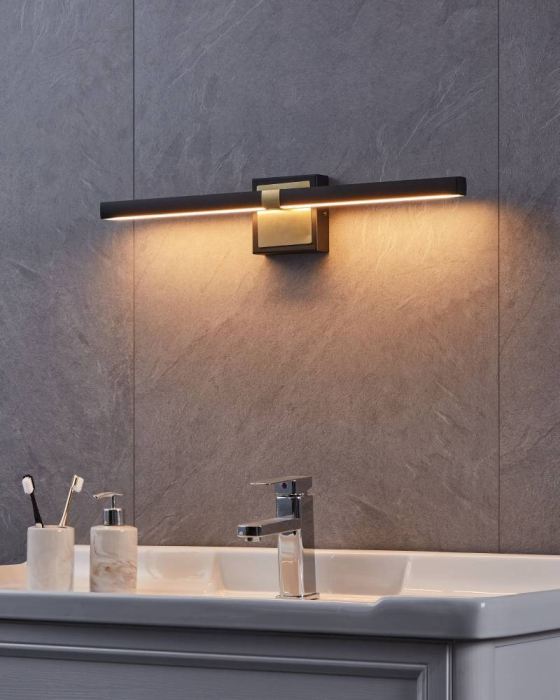 Aplica EGLO Peguera 900928 LED 1X11W 3000K 1165lm 220-240V,50/60Hz L 600mm x H 110mm aluminiu/otel negru/alama periata plastic alb IP44 [4]