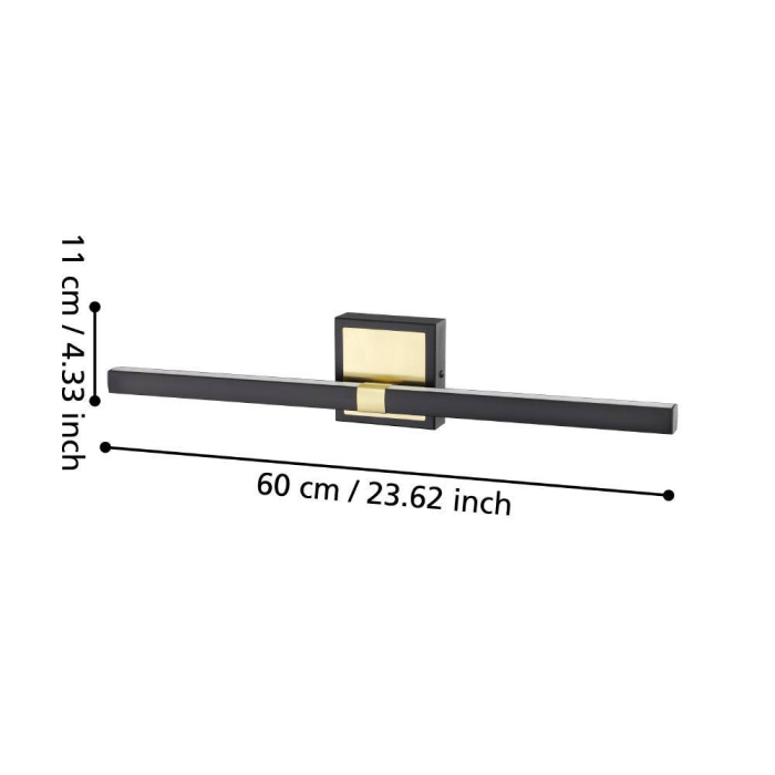 Aplica EGLO Peguera 900928 LED 1X11W 3000K 1165lm 220-240V,50/60Hz L 600mm x H 110mm aluminiu/otel negru/alama periata plastic alb IP44 [3]