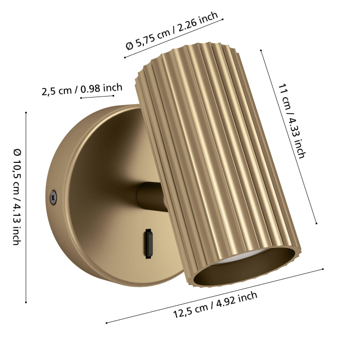 Aplica EGLO Portillo 902033 GU10 1X5W 220-240V,50/60Hz L 105mm x H 110mm aluminiu/otel alama mata  IP20 [6]