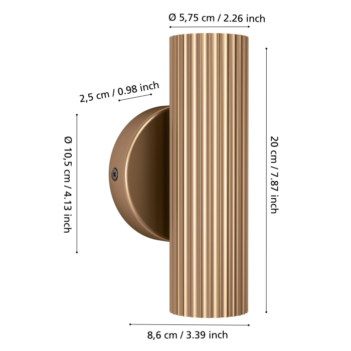 Aplica EGLO Portillo 902034 GU10 2X5W 220-240V,50/60Hz L 105mm x H 200mm aluminiu/otel alama mata IP20 [5]