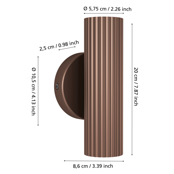Aplica EGLO Portillo 902036 GU10 2X5W 220-240V,50/60Hz L 105mm x H 200mm aluminiu/otel bronz  IP20 [5]