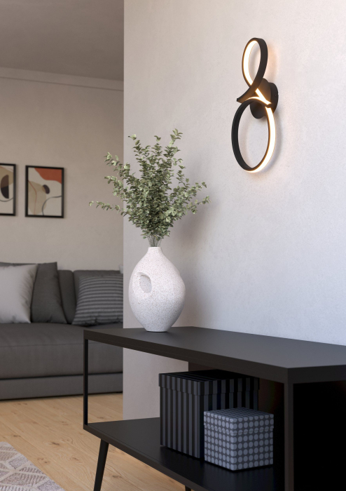 Aplica EGLO Serpins 901268 LED 11,4W 3000K 1400lm 220-240V,50/60Hz L 205mm x H 400mm aluminiu/otel negru plastic alb IP20 [2]