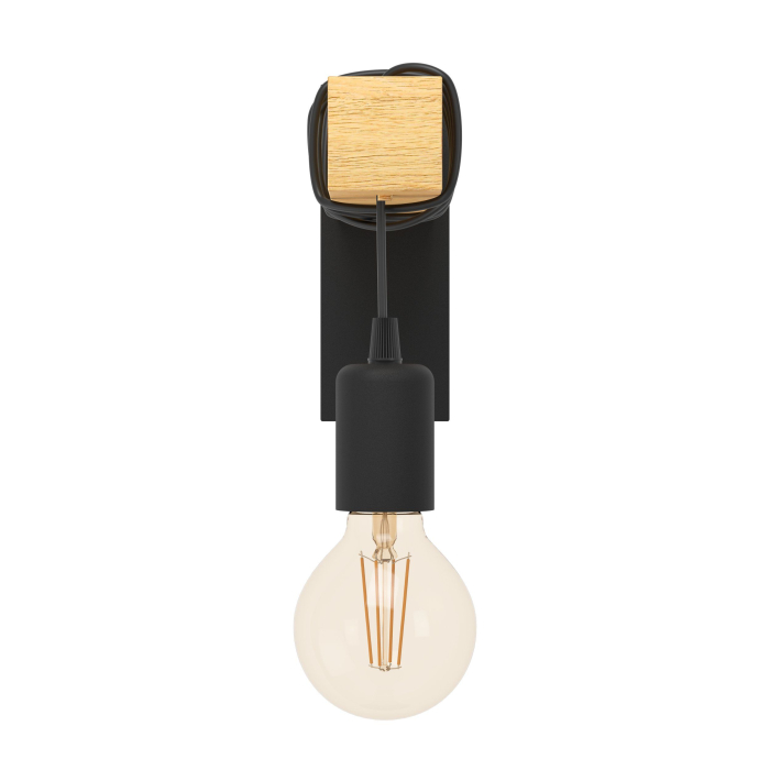 Aplica EGLO Townshend 32917 E27 1X10W 220-240V,50/60Hz L 65mm x H 215mm otel/lemn negru/maro  IP20 [3]