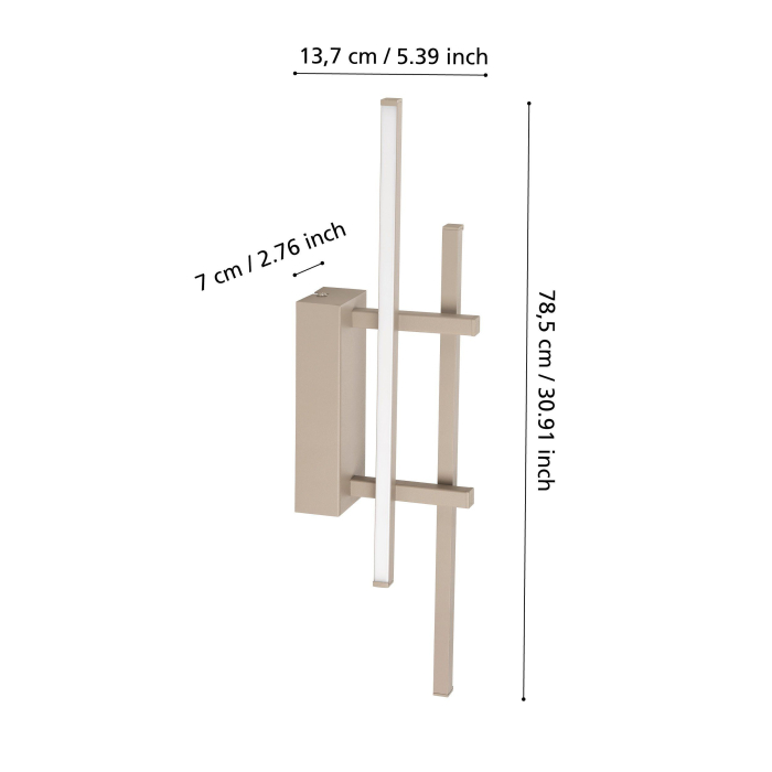 Aplica EGLO Trepiliano 902142 LED 12W 3000K 1450lm 220-240V,50/60Hz L 60mm x H 455mm aluminiu/otel sandy plastic alb IP20 [2]
