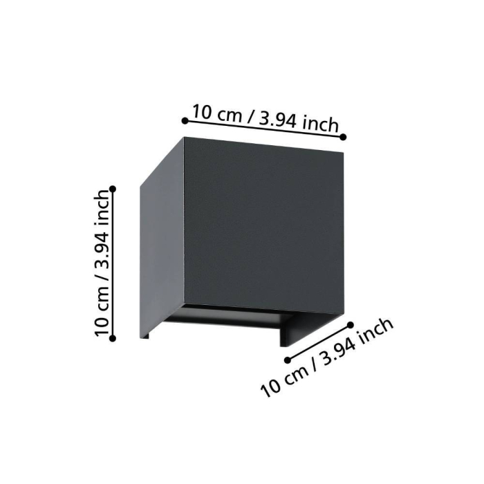 Aplica EGLO Valmontone 901049 LED 2X1,5W 3000K 400lm 220-240V,50/60Hz L 100mm x H 100mm aluminiu negru sticla transparenta IP20 [2]