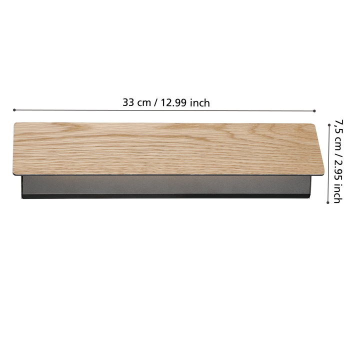 Aplica EGLO Zubialde 900325 LED 12W 3000K 1550lm 220-240V,50/60Hz L 360mm x H 80mm otel/lemn negru/maro  IP20 [5]