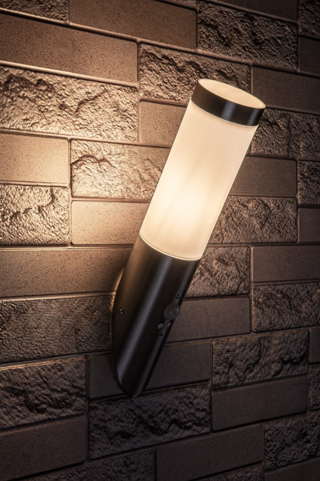 Aplica exterior cu senzor Rabalux Inox Torch E27 metal satin chrome stil modern, IP44 8266 [7]