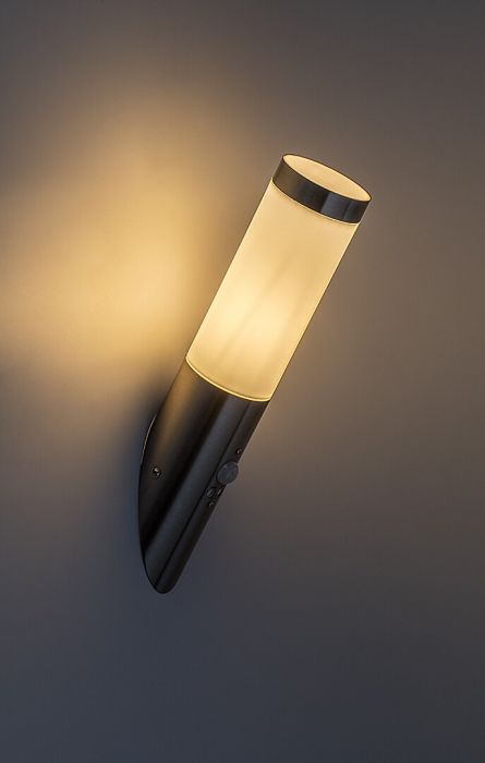 Aplica exterior cu senzor Rabalux Inox Torch E27 metal satin chrome stil modern, IP44 8266 [5]
