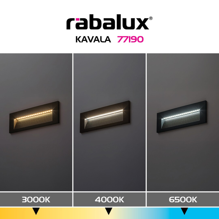 Aplica exterior Rabalux Kavala LED 6W 250lm 3000KK, 4000KK, 6500KK plastic black stil modern, IP65 77190 [11]