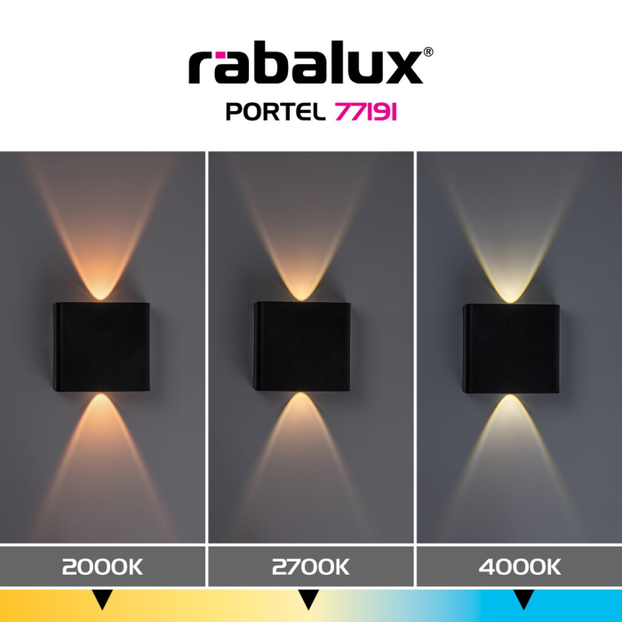Aplica exterior Rabalux Portel LED 2W 160lm 2000, 2700KK, 4000KK plastic black stil modern, IP65 77191 [8]